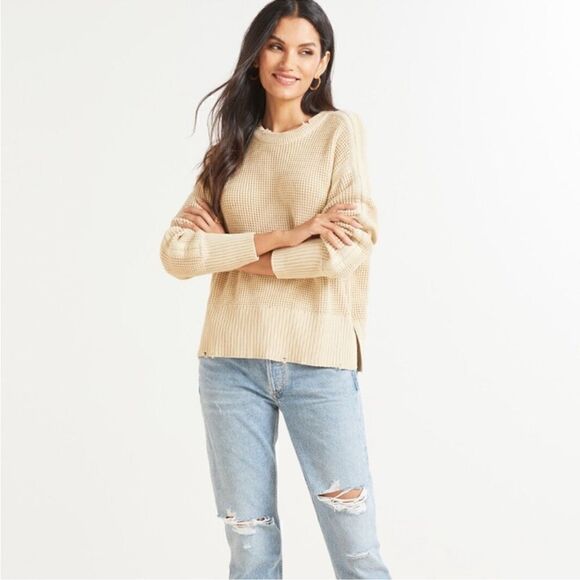 Pistola Olga Distressed Pullover Sweater in Tan Size Small - Picture 1 of 12